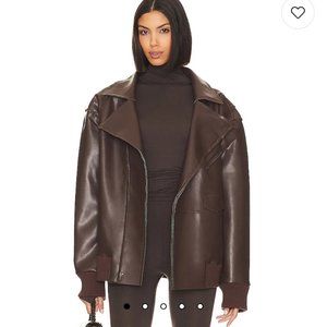 Norma Kamali Chocolate Leather Jacket